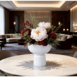 White Nordic Pedestal Ceramic Plant Pot - Image 2