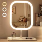 Rechargeable LED Vanity Mirror with Three Light Modes – White - Image 2