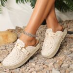 Women’s Cream Crochet Platform Mules - Image 2