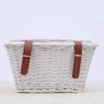 Ivory Woven Front Bicycle Basket with Tan Straps - Image 6