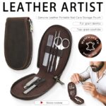 Vintage Full-Grain Leather Manicure Set with Zip Case – Espresso Brown