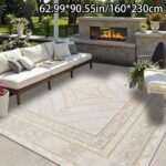 Light Beige Geometric Outdoor Patio Rug - Image 3