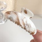 Milk Coffee Marble Acetate Hair Claw Clip - Image 7