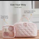 Quilted Lay-Flat Beauty Travel Organiser with Clear Pouch - Image 6