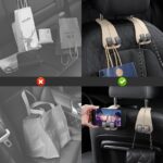 Set of 2 Premium Faux-Leather Double Car Headrest Hooks – Warm Beige - Image 9