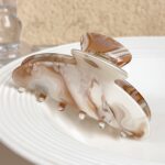 Milk Coffee Marble Acetate Hair Claw Clip - Image 5