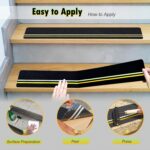 Double Reflective Tapes Outdoor Stair Tread Non-Slip, with Reflective And Glow-In-Dark Strips, Non-Slip Stair Tread High-Traction Tape, Suitable for Wooden Steps Ramps Deck Boat, Black - Image 4