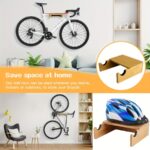 Natural Wooden Wall-Mounted Bicycle Rack with Removable Shelf - Image 9