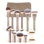 MAANGE 13-Piece Espresso Makeup Brush Collection with Travel Case - Image 6
