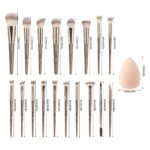 MAANGE 20-Piece Taupe Professional Makeup Brush Set with Velvet Pouch - Image 2