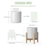 White Ceramic Planter with Wooden Stand - Image 3