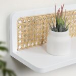 White Rattan Wall Shelf with Cane Back Panel - Image 4
