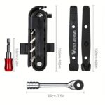 Compact Bicycle Ratchet Repair Tool Kit with Carry Pouch - Image 2