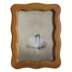 Wavy Edge Wood Photo Frame 5x7 – Rustic Brown Tabletop & Wall Frame