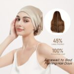 RACHELSILK Double-Layer Mulberry Silk Sleep Bonnet – Beige - Image 6