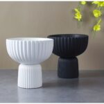 White Nordic Pedestal Ceramic Plant Pot - Image 6