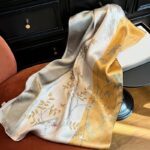 Apricot Bird & Branch Pure Silk Shawl - Image 7