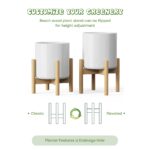 White Ceramic Planter with Wooden Stand - Image 5