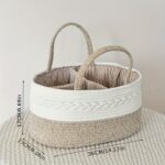 Cream Woven Storage Basket with Removable Dividers