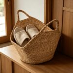 Natural Woven Storage Basket with Tall Handle - Image 3