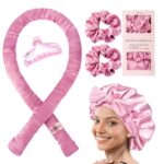 Ellitina Luxury Satin Heatless Curling Set with Sleep Bonnet – Blush Pink - Image 4
