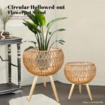 Woven Planter Basket with Three-Legged Stand - Image 4