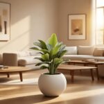 Large Beige Round Floor Planter - Image 4
