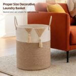 Large Beige & Ivory Rope Laundry Basket with Handles - Image 6