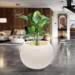 Ivory Ribbed Round Indoor & Outdoor Planter