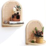 Natural Rattan Arch Wall Shelf with Cane Detail - Image 2