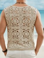 Men’s Geometric Crochet-Knit Resort Vest - Image 2