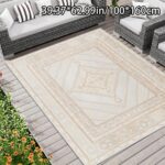 Light Beige Geometric Outdoor Patio Rug - Image 2