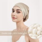 RACHELSILK Double-Layer Mulberry Silk Sleep Bonnet – Beige