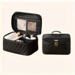 1pc Large Capacity Cosmetic Travel Bag,Portable Toiletry Organizer with Multiple Compartments & Detachable Makeup Brush Pouch-1760945640622