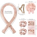 Ellitina Luxury Satin Heatless Curling Set with Sleep Bonnet – Blush Pink - Image 2
