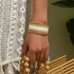 Natural Raffia-Wrapped Gold-Tone Cuff Bracelet - Image 5