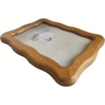 Wavy Edge Wood Photo Frame 5x7 – Rustic Brown Tabletop & Wall Frame - Image 2