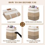 Large Neutral Woven Laundry Basket with Leather-Look Handles - Image 3