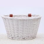 Ivory Woven Front Bicycle Basket with Tan Straps - Image 5