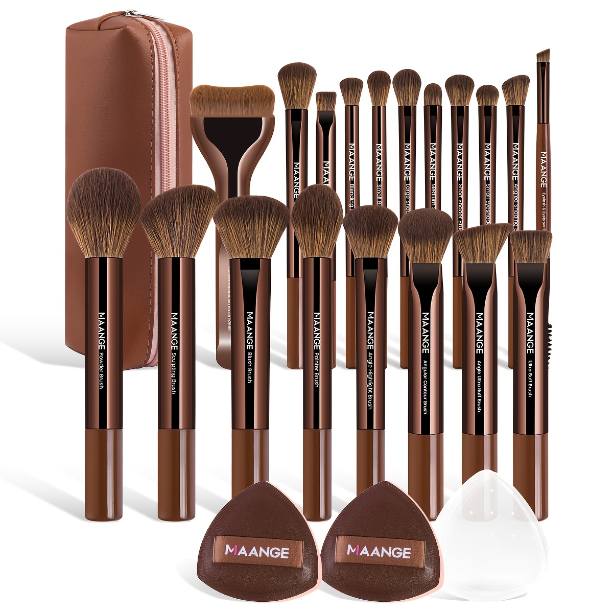product-fancy-e56c34a7-6318-4f77-b476-e386c62fd9c4 MAANGE 22-Piece Espresso Makeup Brush Collection with Travel Bag - Image 1