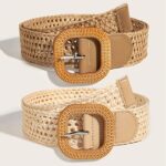 Set of 2 Woven Raffia-Style Summer Waist Belts