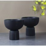 White Nordic Pedestal Ceramic Plant Pot - Image 3