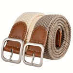 Set of Two Neutral Woven Stretch Belts