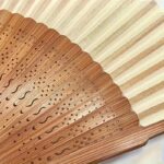 Bamboo Folding Hand Fan in Natural Cream - Image 3