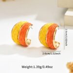 Raffia-Wrapped C-Shaped Summer Hoop Earrings - Image 2