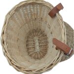 Natural Woven Plant Basket with Leather-Look Detail - Image 3