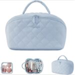 Quilted Lay-Flat Beauty Travel Organiser with Clear Pouch - Image 8