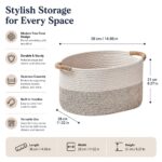 Oval Cream Woven Storage Basket with Handles - Image 3