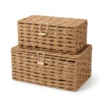 Set of 2 Natural Woven Lidded Storage Baskets - Image 7