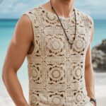 Men’s Geometric Crochet-Knit Resort Vest